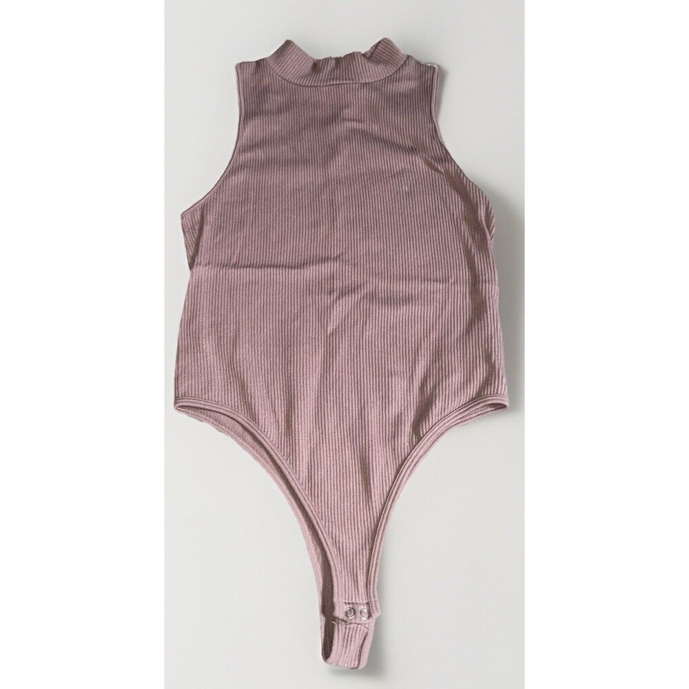 Gypsy Jade Brown Ribbed Sleeveless Mockneck Bodysuit S/M